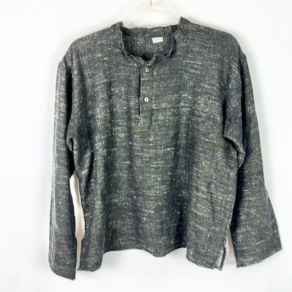 🖤Black Blended Fabric Boho Style Loose Cotton Hippie Peasant Blouse Shirt Top - Picture 1 of 12